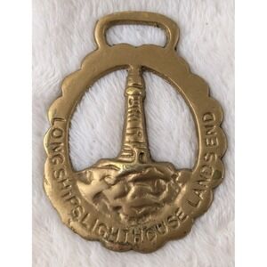 Vintage Brass Horse Medallion. Long Ships Lighthouse Land's End.